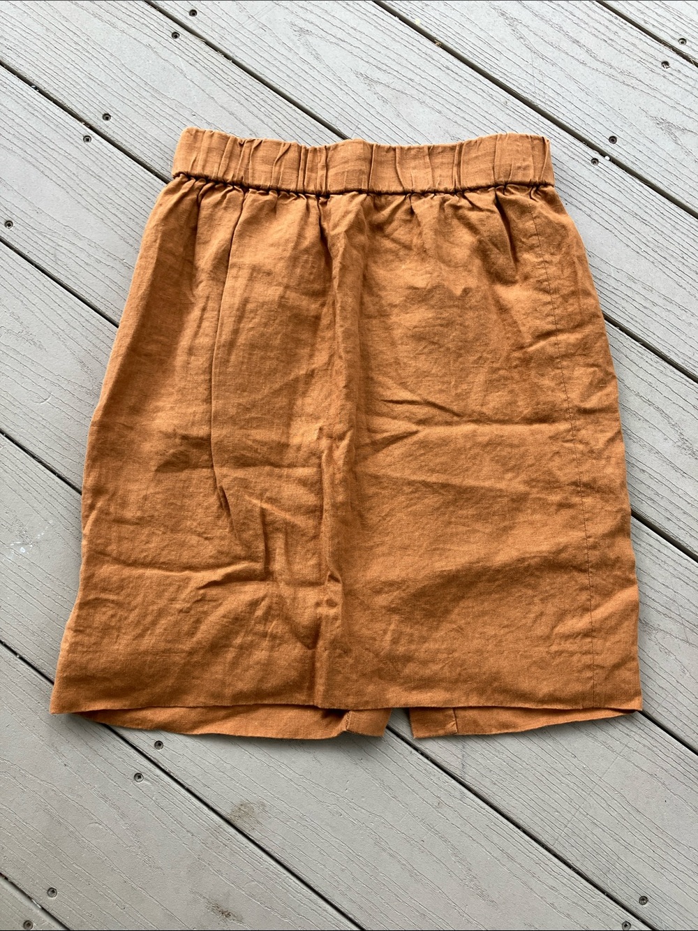 J. Crew Women’s Rust Orange Linen Elastic-Waist Pencil Skirt MP